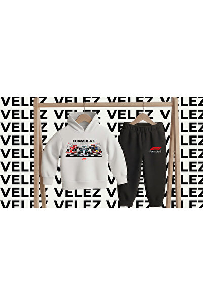 STİL-X Formula 1 Printed 3 Threaded Hooded Children's Tracksuit Set