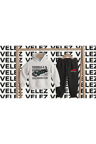 STİL-X Formula 1 Printed 3 Threaded Hooded Children's Tracksuit Set