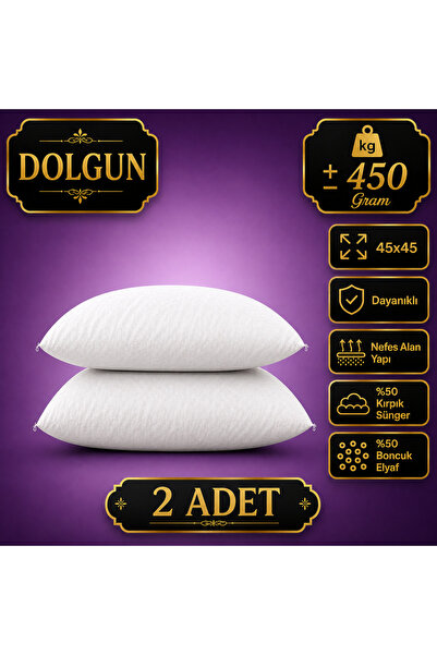 2 Adet 45 x 45 cm Kırpık Sünger / Boncuk Elyaf Karışımı Kırlent İçi