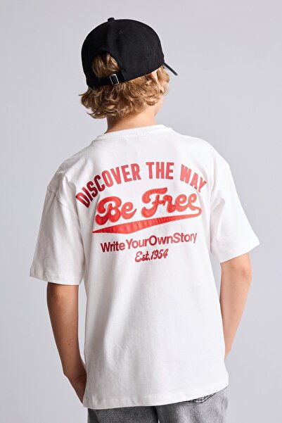 DeFacto Overshirt Fit Crew Neck Back Printed Short Sleeve T-Shirt Boys I6497A...
