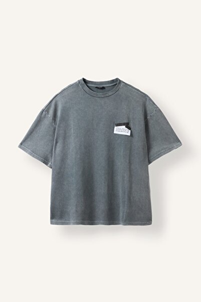 DeFacto Loose Fit Crew Neck Short Sleeve Label Detailed Washable Basic T-Shir...