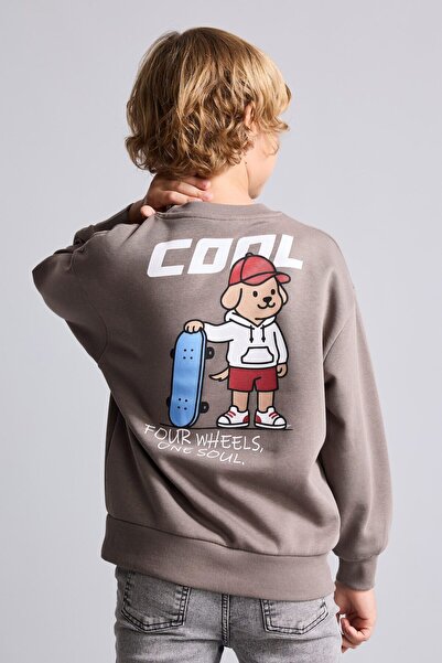 DeFacto Oversize Crew Neck Back Printed Soft Fleece Inside Sweatshirt for Boy...