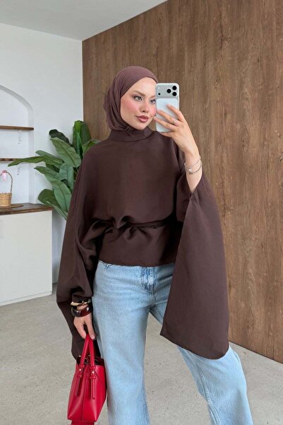 Hazamoda Fenti Cape Blouse Brown