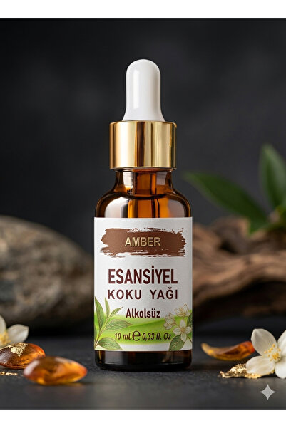Amber Esansiyel Koku Yağı 10 ml Damlalıklı Şişede ve Doğal Vegan
