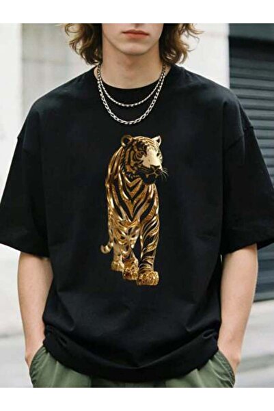 23ERVA 1pc Womens Golden Tiger Graphic TshirtCotton 180gsm.Printed Tee.Unisex...