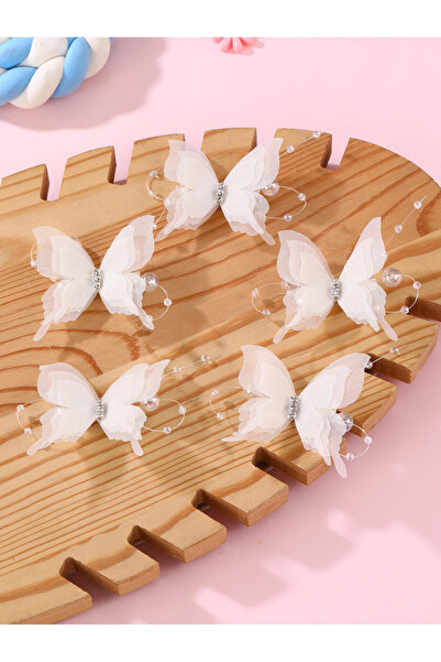 Take Two By Styli Pack of 5 - Girls White Butterfly Hair Accessories
