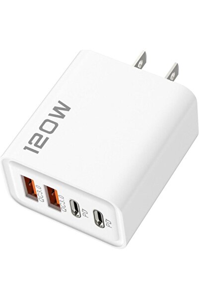 Choice5 White US 4 Ports USB C PD Charger Quick Charge 3.0 Type C USB Phone C...