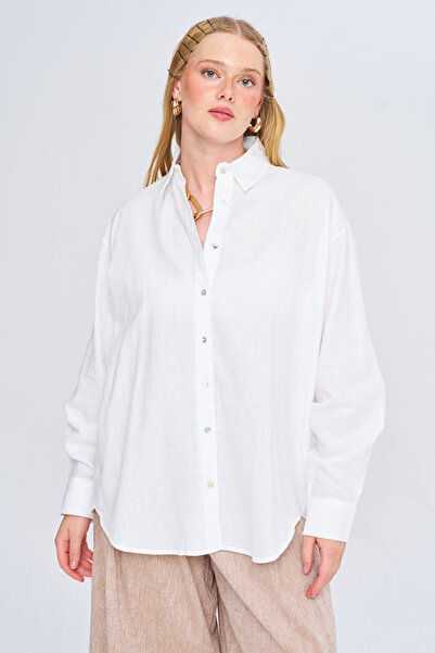 Orfeo Negro Women's Classic Collar Buttoned Solid Color Casual Shirt