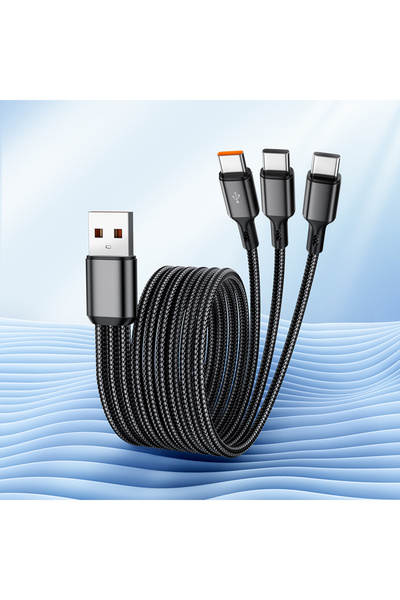Choice3 0.2m black NNBILI 3 In 1 100W 6A,A to 3 ×C Fast Charging Data Cable, ...