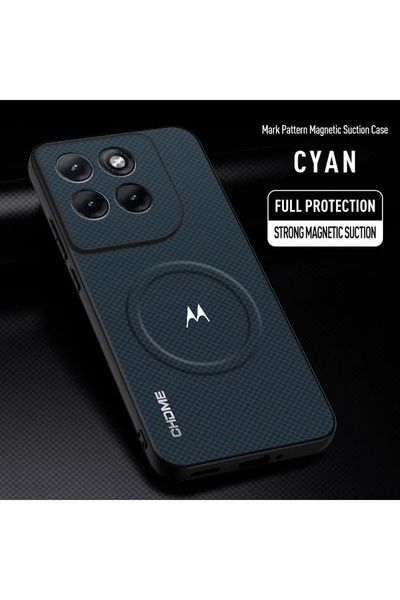 Choice31 Motorola Signature Blue Mark Pattern Leather Magnetic Wireless Charg...