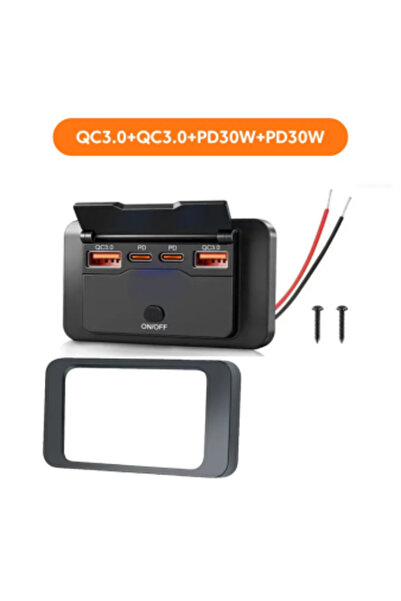 Choice PD30W 4-Port Car Charger Socket Adapter With Switch 12V/24V PD QC3.0 F...