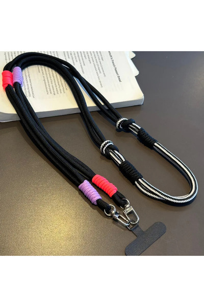 Choice10 Black Universal Knotted Mobile Phone Lanyard Outdoor Trendy Creative...