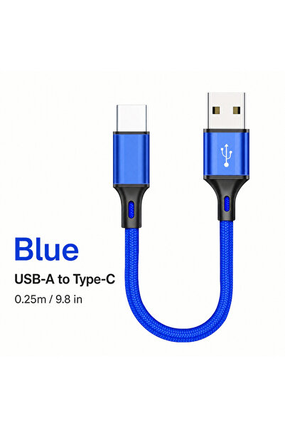 Choice 0.25m Blue USB-A to USB-C 0.25M Short USB-A to Type-C Cable 3A Fast Ch...