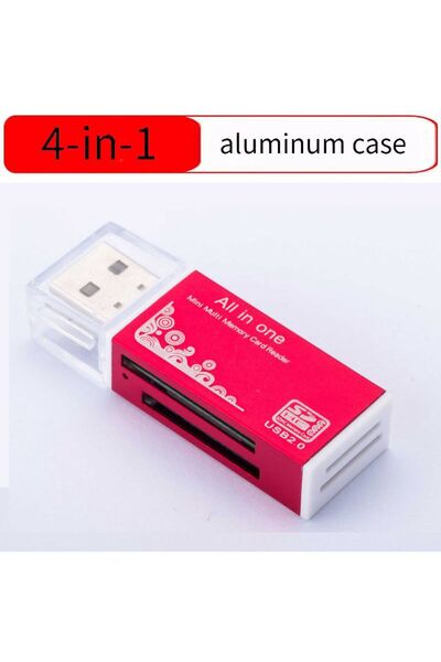 choice2 Red 4In1 TF Micro SD M2 MS Memory Card Reader High Speed USB2.0 MMC A...