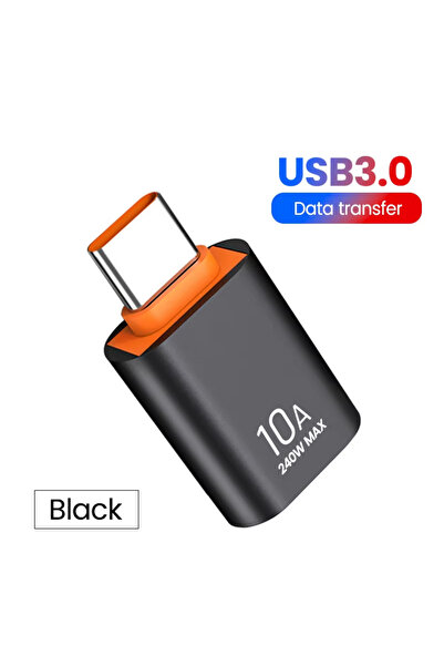 choice2 Black USB to C 1Pcs 10A USB3.0 to Type C Adapter Fast Charging Connec...