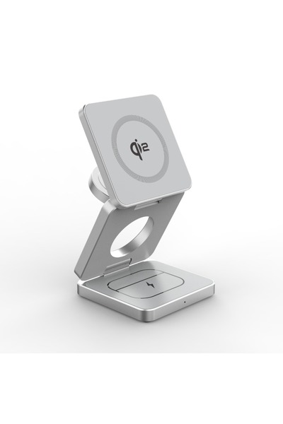 Choice1 VIKEFON Silver QI2 15W 3 IN 1 Magnetic Wireless Charger Stand For iPh...