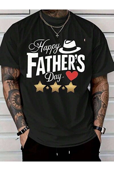 9JY Men's T-Shirt Father's Day Gift, Loose Casual Crew Neck With Dad, Hat & H...