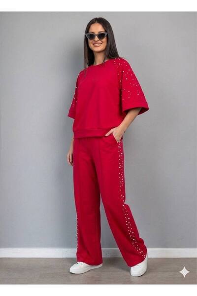 MAXORA SHOP Compleu cu maneca scurta Pearl - Roșu