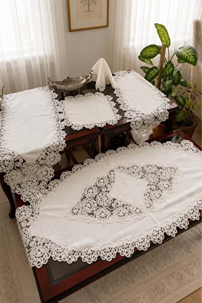 Çeyiz Diyarı Serap Gardenya Salon Set 5 Pieces Cream