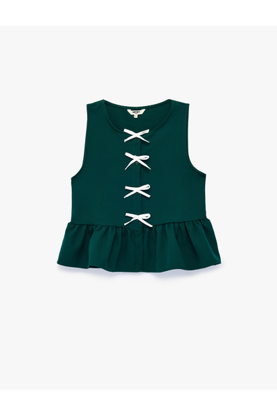 Koton Crew Neck Sleeveless Bowknot Blouse
