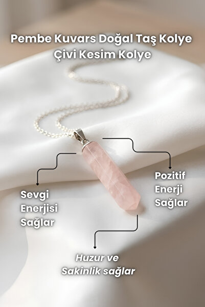 Elifsu Jewelry Pink Quartz Natural Stone Pendant Nail Cut Pendant