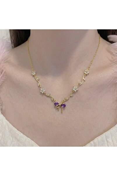Heda Jewelry قلادة فيري دريم - قلادة بتصميم شريط أرجواني