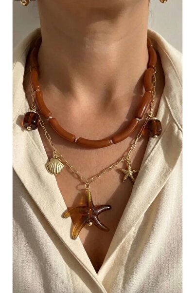 VNS Accessories سلسلة فولاذية من سلسلة Vip مع تفاصيل نجم البحر وقلادة خرزية م...