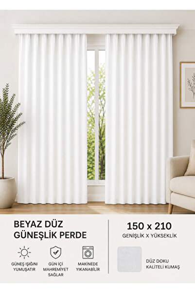 İQON Obična debela zavjesa za zaštitu od sunca, satenska bela – zavjesa sprem...