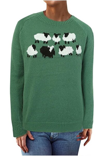 Trendimax Pulover tricotat cu maneca lunga pentru femei TrendiMax, verde, mar...