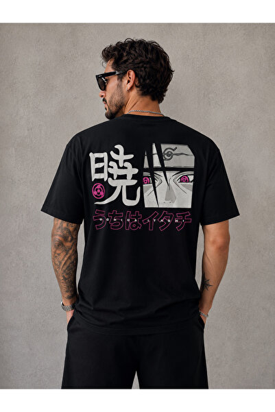 dont quıt Unisex Black Oversize T-Shirt Itachi