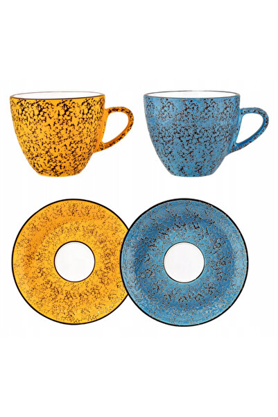 WILMAX ENGLAND Set Cesti Cafea Lux Colorboom, Portelan 300ml, 2 Cesti + 2 Far...
