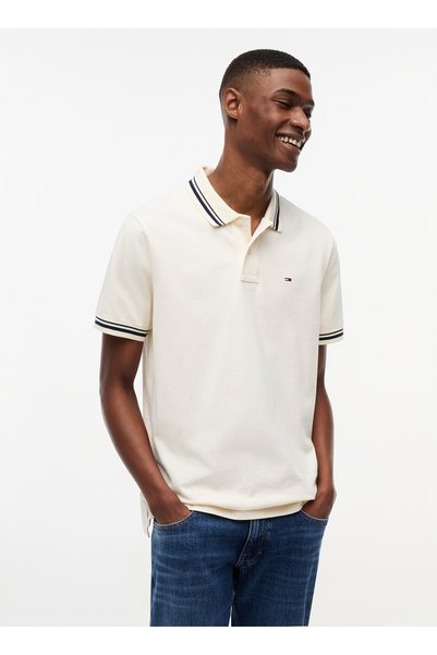 Tommy Jeans Bej Erkek Polo T-Shirt DM0DM22700AEF TJM REG TIPPED POLO