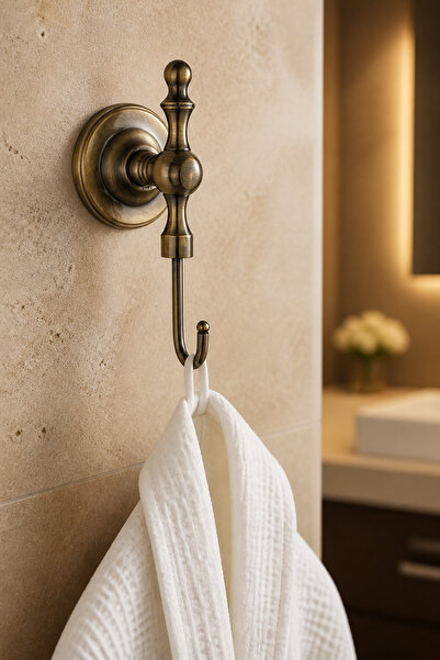 İSAOĞLU YAPI Antik Gold Retro Banyo Havluluk Bornozluk Pirinç Materyal Eskitm...
