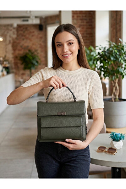 valentina victoria Valvi̇c Genuine Leather Medium Size Women's Bag with Pockets.