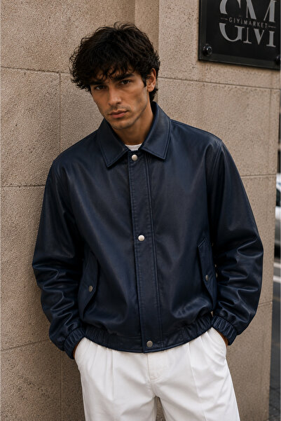 gm giyimarket New Season Men's Oversize Bomber Leather Jacket