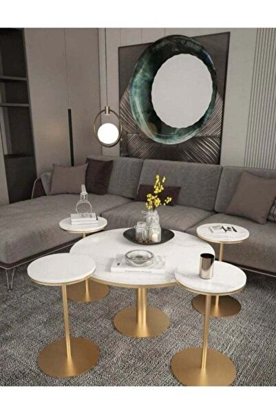Bareeq Al Ostoura Coffee Table Set, Gold Color