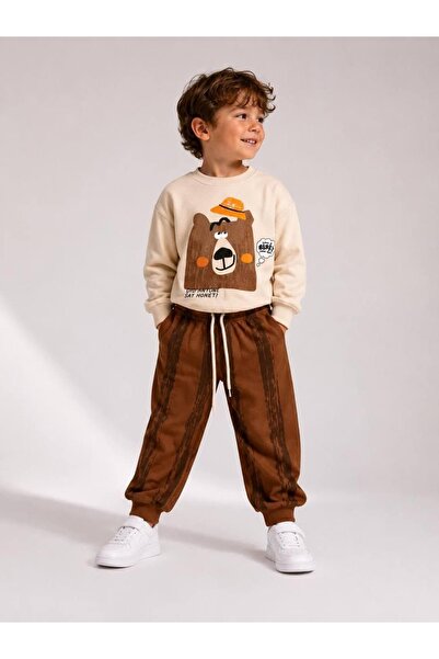 Acapella West Sky Boys' Bear Printed 2-Ply Cotton 3-10 Years Old 2-Piece Set