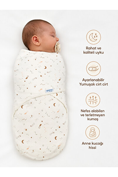 Mou&Kou 0-3 Months Baby Swaddle 100% Cotton Velcro Soft Combed Cotton Breatha...