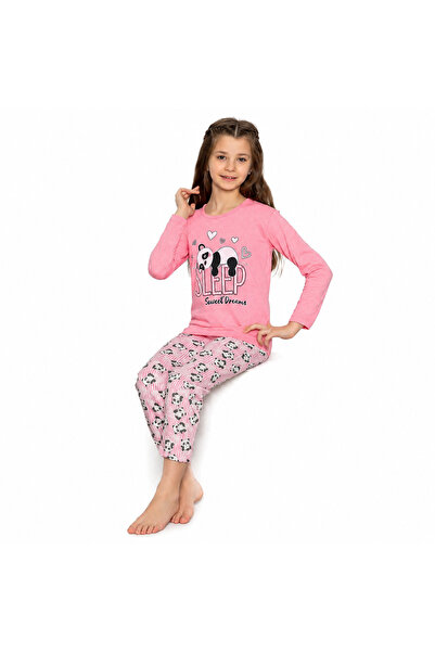 turkish Qambe Pink Printed Girls' Pajamas