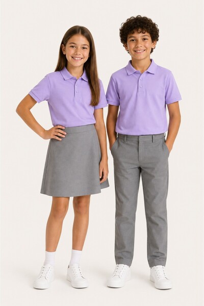 The Clover Girls & Boys Unisex Lilac 100% Cotton Polo Collar Short Sleeve 2-P...