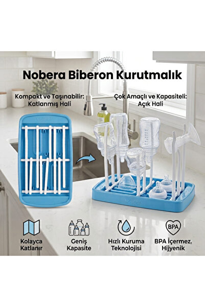 Nobera Katlanabilir Biberon ve Emzik Kurutmalığı – Taşınabilir & Hijyenik Beb...