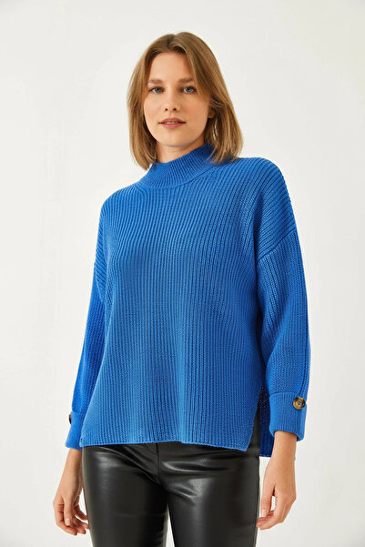 Efnaz style Women's Thessaloniki Knitted Blue Sweater