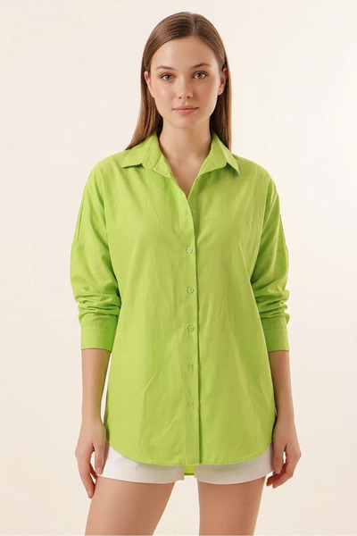 Generic Brand Women's Oversize Cut Basic Green Shirt