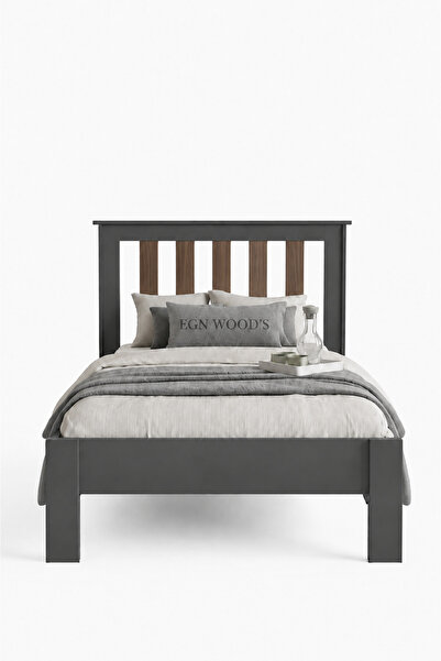 EGN WOODS Modern Karbon Gri MDF Karyola - Tek ve Çift Kişilik Yatak Ölçü Seçenekleri - Farklı Renk Alternatifleri Model Moskova