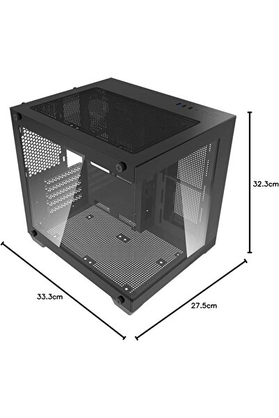 Aigo D275M M-ATX Gaming PC Case, 3x ARGB Fans,270° Panoramic Glass,Supports 240mm Radiator, USB 3.0, Black