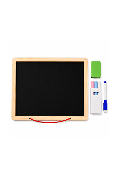 Lacoz 2 in 1 Double Sided Wooden Slate and Learning Board Chalkboard for Writ...