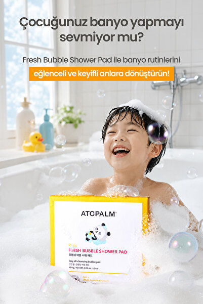 Atopalm Çocuklara Özel, Yumuşak Peeling Etkili Köpüklü Duş Pedi Fresh Bubble Shower Pad Set (5Adet)