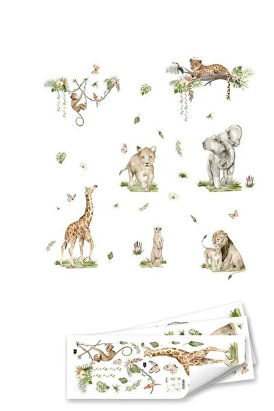 STARSTAR Kids jungle animal wall stickers elephant/leopard/giraffe branch pat...