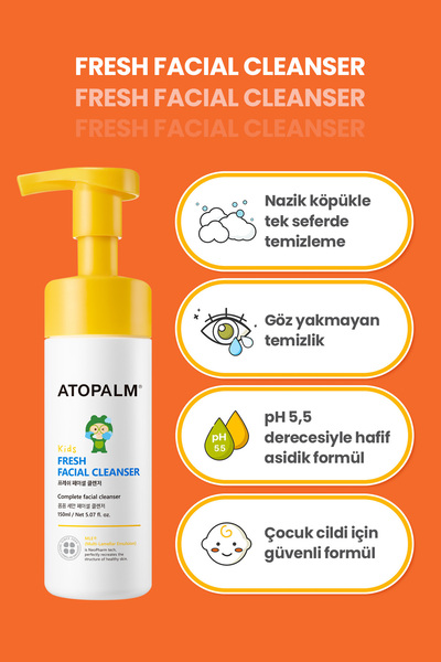 Atopalm Çocuklar İçin Göz Yakmayan Nemlendirici Yüz Temizleme Köpüğü Fresh Facial Cleanser Kids