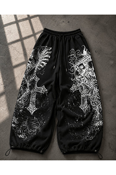 Gofeel Skull Head Detailed Baggy Unisex Sweatpants